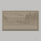 Fichier CNC & impression 3D paysage lac cabane ponton sapins montagne, haute qualité relief STL