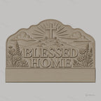 Fichier CNC porte-clés mural plaque murale décorative Blessed Home avec croix et fleurs, STL très haute qualité