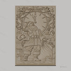 Fichier CNC & impression 3D Père Noël avec horloge et cadeaux, haute qualité relief STL