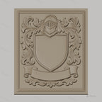 Fichier CNC & impression 3D blason médiéval, casque et ornements floraux, haute qualité relief STL