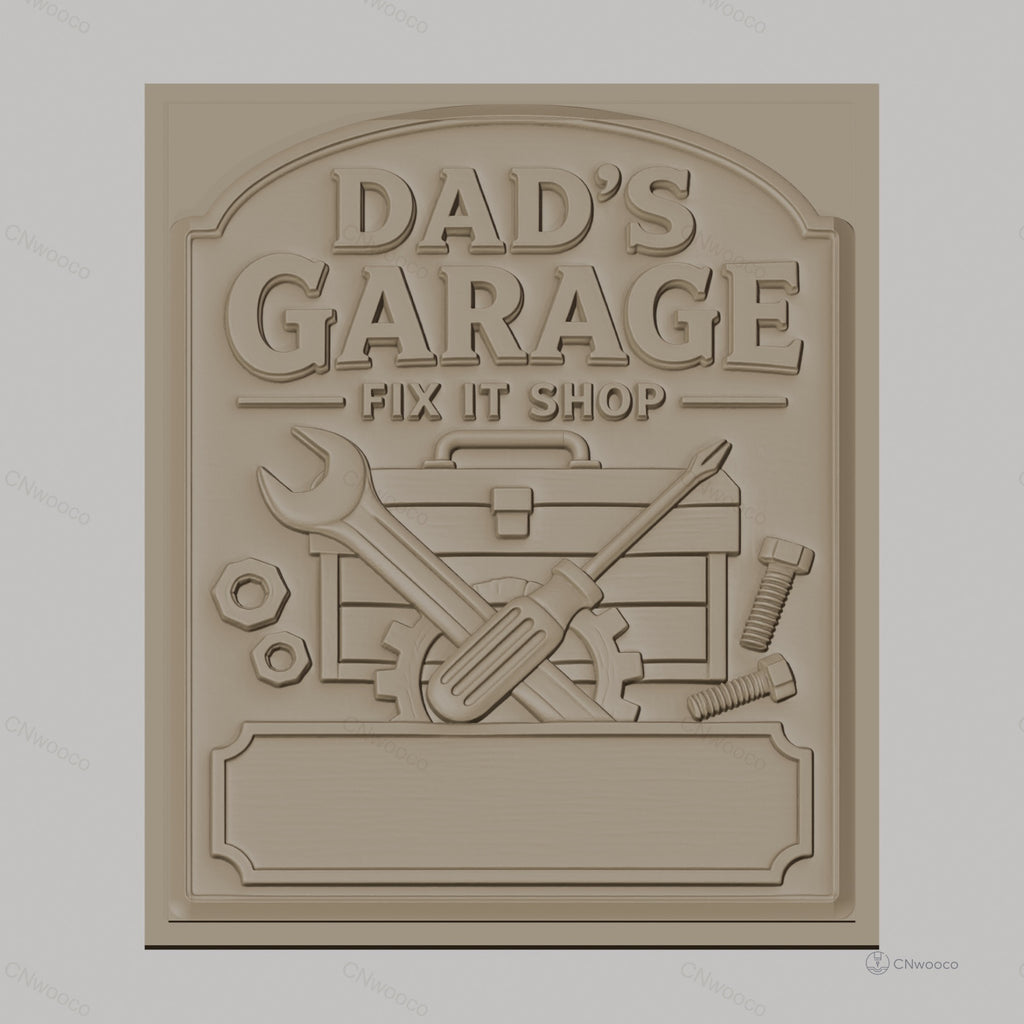 Fichier CNC & impression 3D garage de papa, boîte à outils, clés, vis et écrous haute qualité relief STL