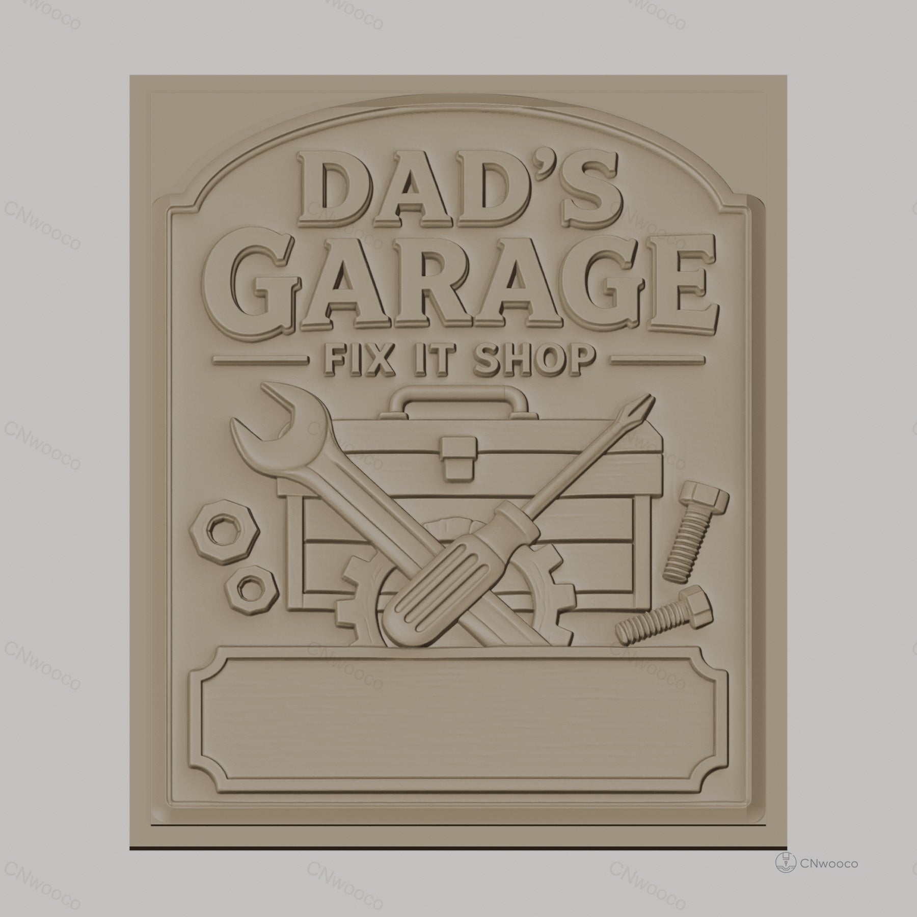 Fichier CNC & impression 3D garage de papa, boîte à outils, clés, vis et écrous haute qualité relief STL