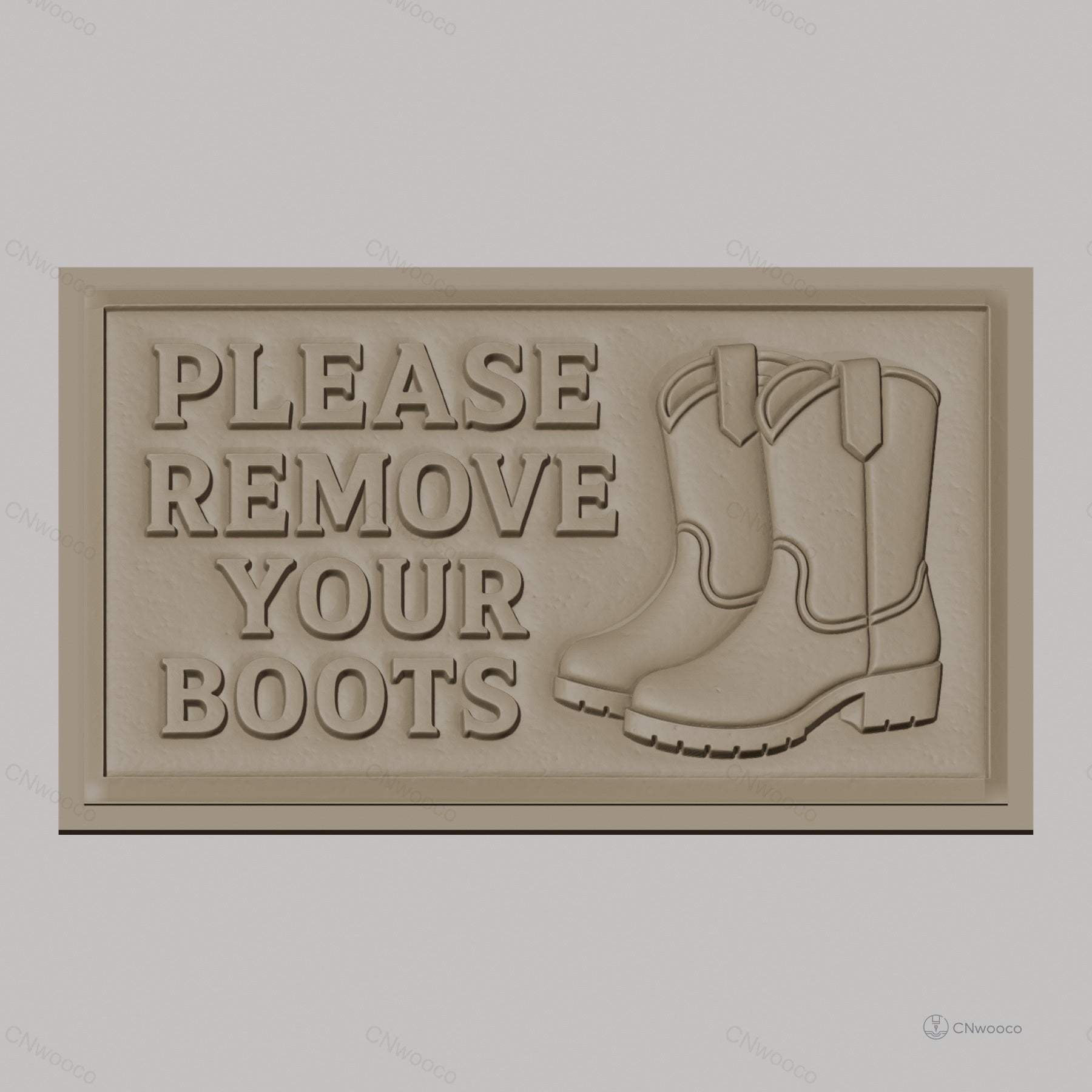 Fichier CNC & impression 3D signalétique boot remove, bottes, panneau message, haute qualité relief STL