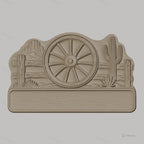 Fichier CNC & impression 3D enseigne western décorative roue de chariot cactus, STL très haute qualité