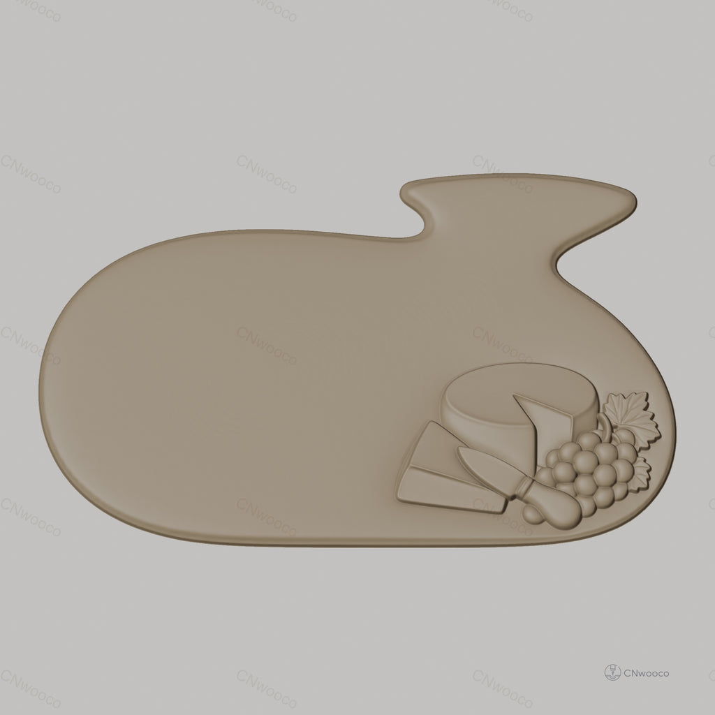 Fichier CNC planche à découper avec fromage et raisin, bas-relief pour sculpture sur bois, STL