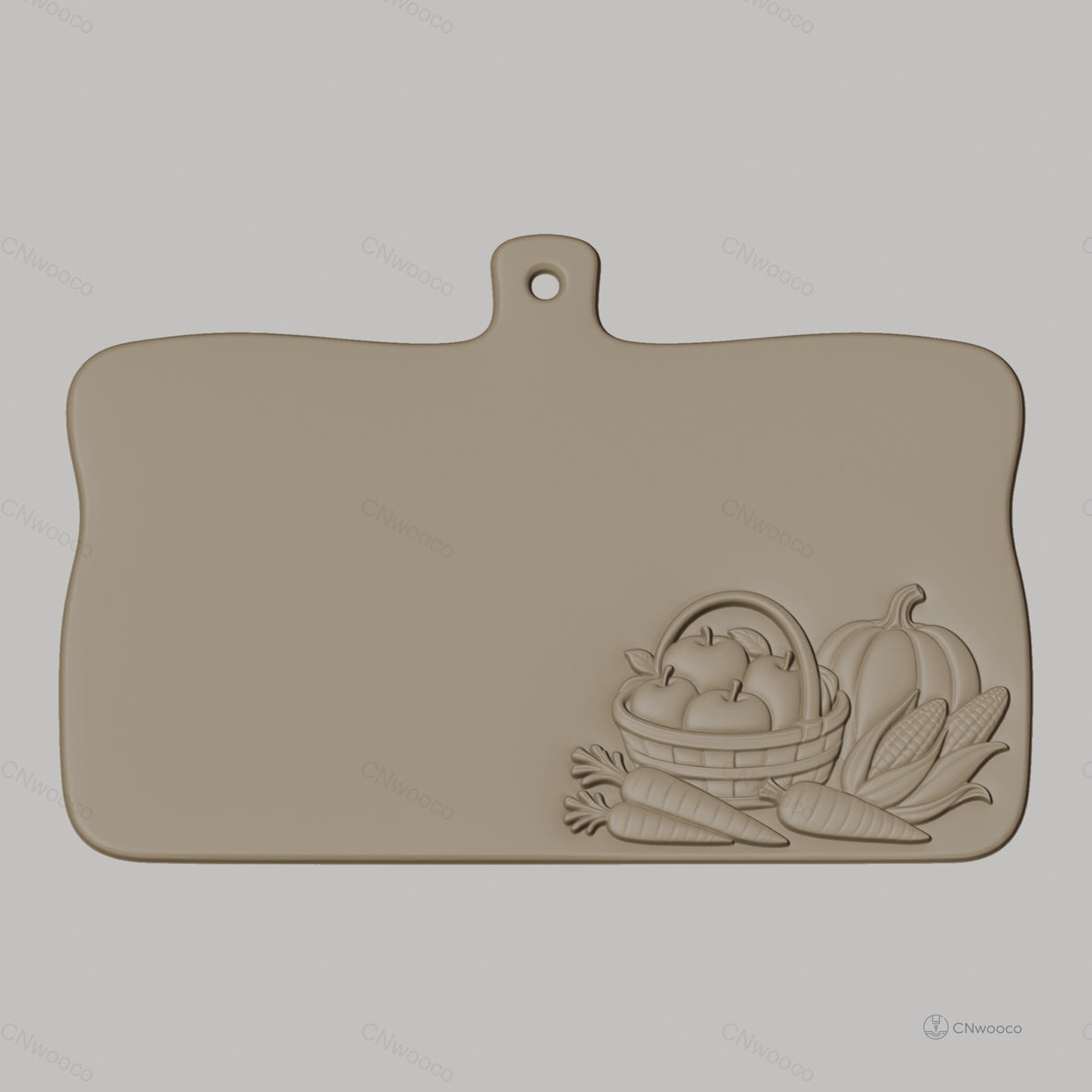 Fichier CNC Planche à découper avec légumes en bas-relief, STL