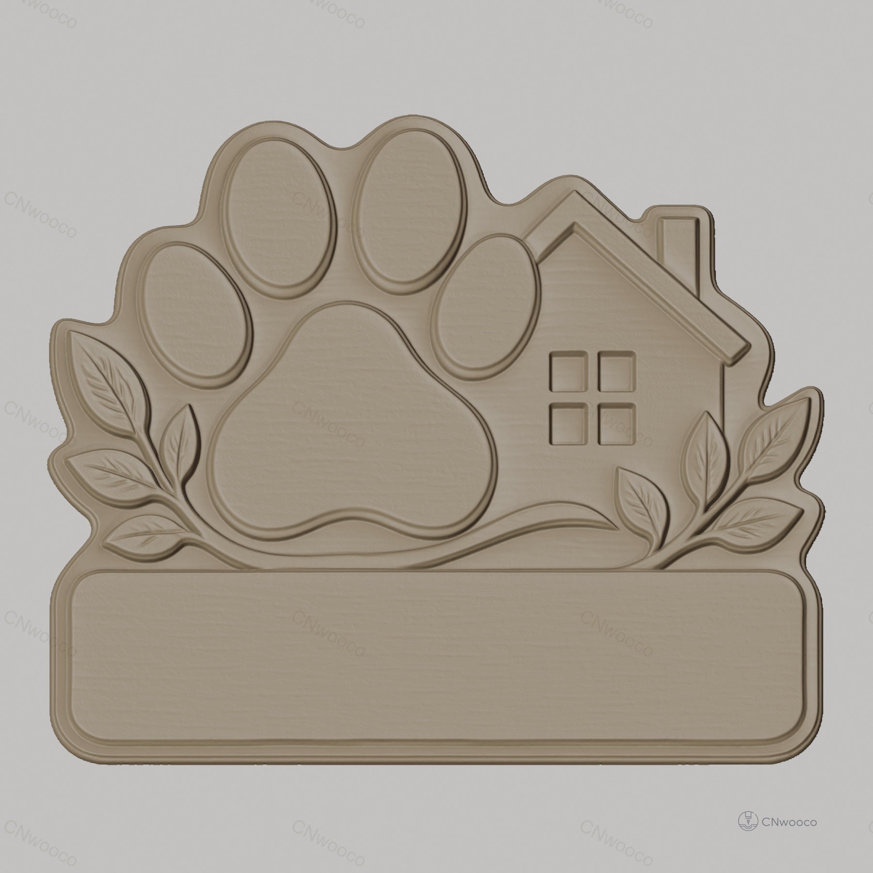 Fichier CNC & impression 3D panneau maison patte de chien, décoration animalier, STL très haute qualité