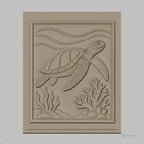 Fichier CNC & impression 3D tortue de mer, corail et algues, haute qualité relief STL