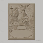 Fichier CNC & impression 3D Baptême de Jésus, scène de baptême chrétien, haute qualité relief STL