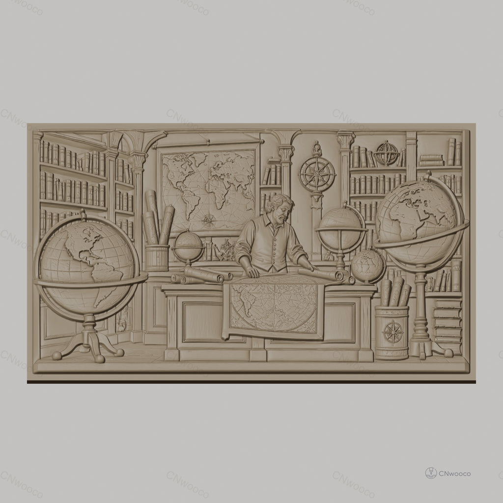 Fichier CNC & impression 3D cartographie, bibliothèques, globes terrestres, homme et cartes ancienne, haute qualité relief STL
