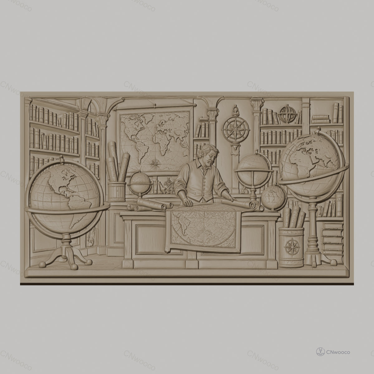 Fichier CNC & impression 3D cartographie, bibliothèques, globes terrestres, homme et cartes ancienne, haute qualité relief STL