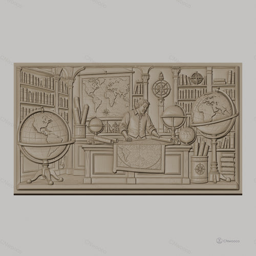 Fichier CNC & impression 3D cartographie, bibliothèques, globes terrestres, homme et cartes ancienne, haute qualité relief STL