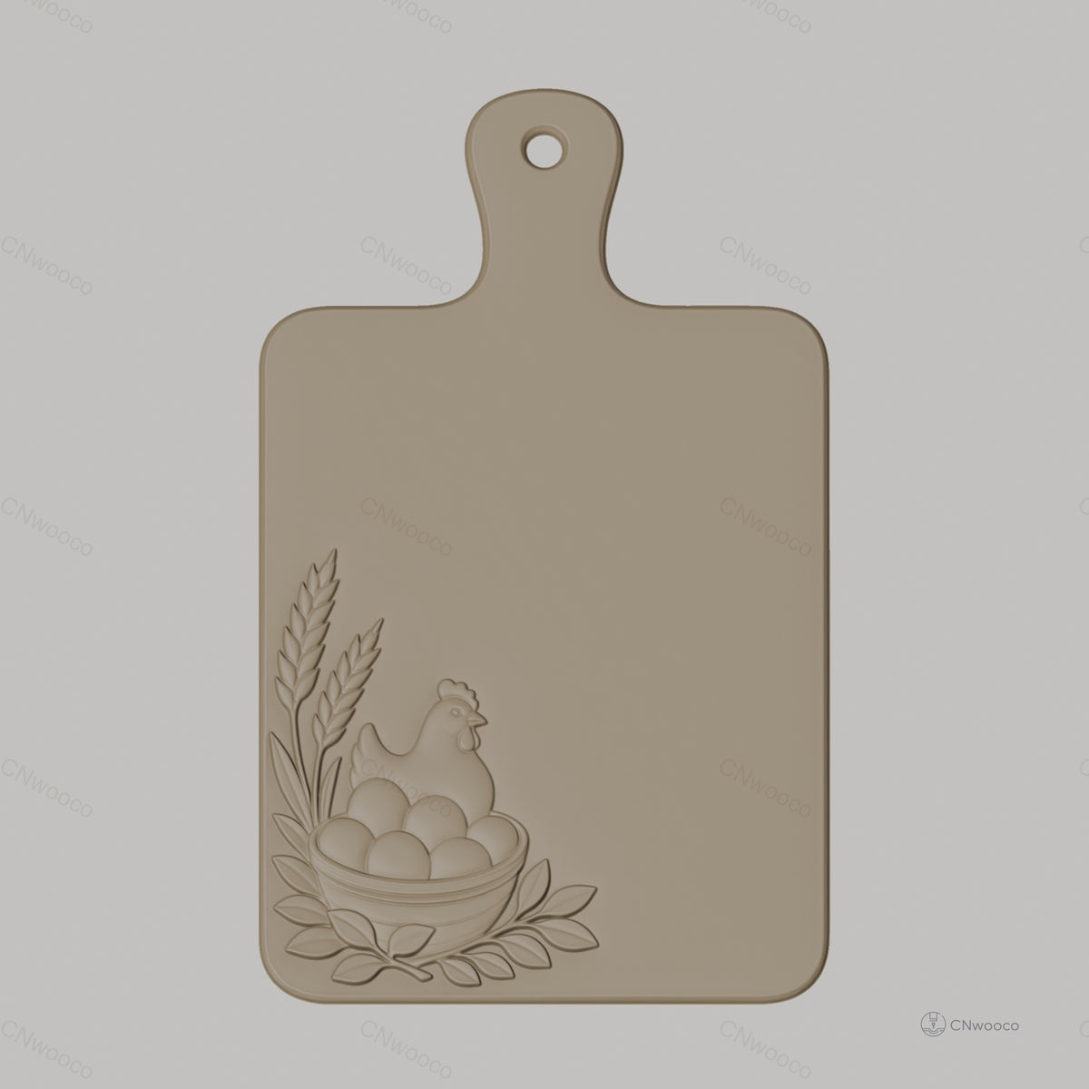 Fichier CNC Poule, panier d'œufs et épis de blé, bas-relief pour sculpture sur bois, STL