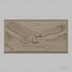 Fichier CNC & impression 3D aigle en vol, rivière, forêt, montagne, maison, pont, haute qualité relief STL
