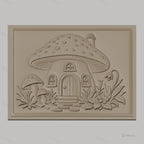 Fichier CNC & impression 3D maison champignon, relief jardin fleurs haute qualité relief STL