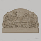 Fichier CNC porte-clés mural enseigne de ferme décorative avec coq et fleurs, STL très haute qualité
