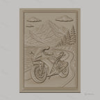 Fichier CNC & impression 3D moto sportive, route de montagne, paysage naturel, haute qualité relief STL