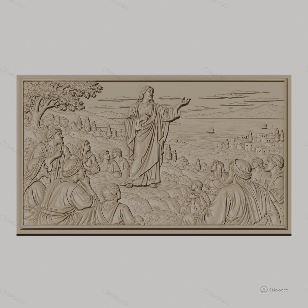 Fichier CNC & impression 3D Jésus prêchant aux disciples, scène religieuse, haute qualité relief STL