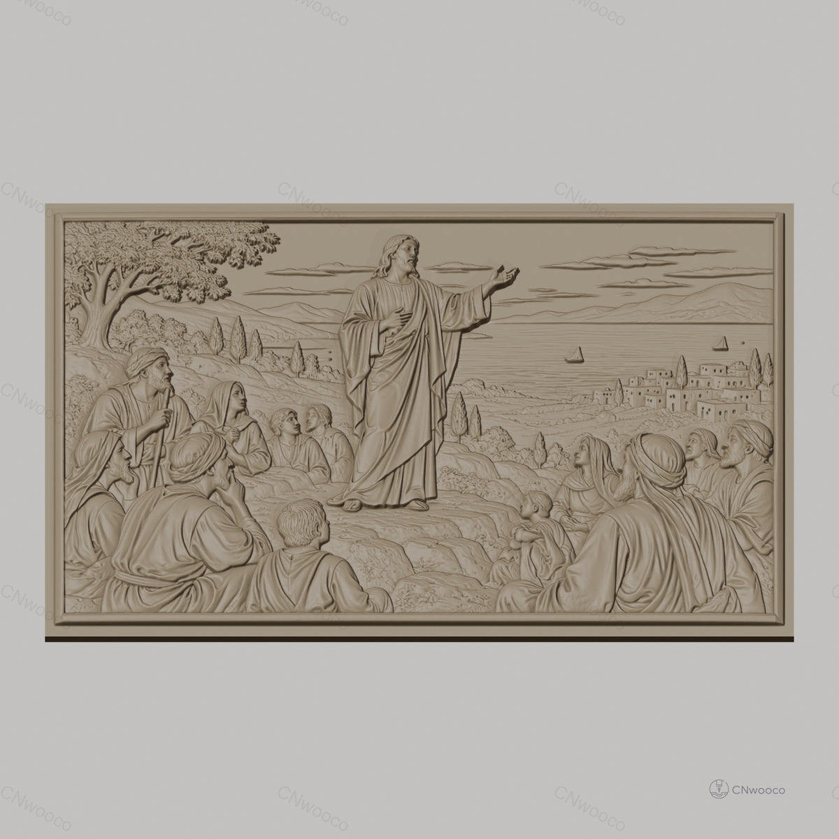 Fichier CNC & impression 3D Jésus prêchant aux disciples, scène religieuse, haute qualité relief STL