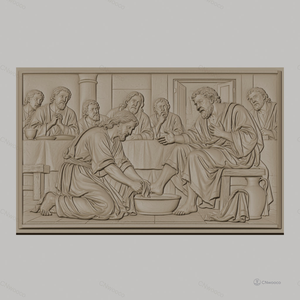 Fichier CNC & impression 3D lavement des pieds, Jésus Christ et apôtres, haute qualité relief STL