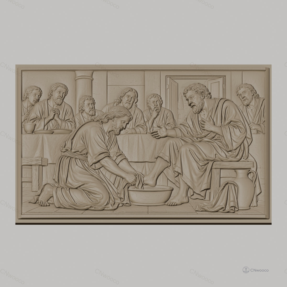 Fichier CNC & impression 3D lavement des pieds, Jésus Christ et apôtres, haute qualité relief STL