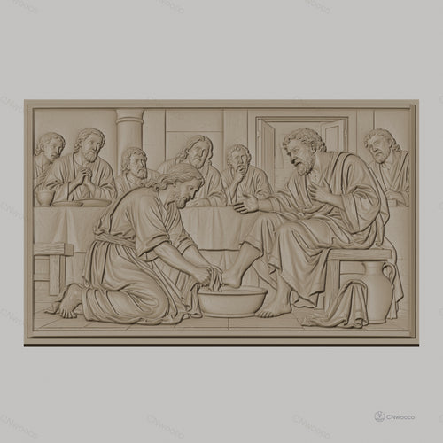 Fichier CNC & impression 3D lavement des pieds, Jésus Christ et apôtres, haute qualité relief STL