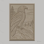 Fichier CNC & impression 3D aigle américain, paysage naturel, mémorial et soleil levant, haute qualité relief STL