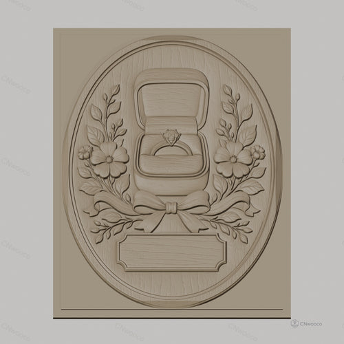 Fichier CNC & impression 3D bague de fiançailles, boîte à bijoux, fleurs et ruban, haute qualité relief STL