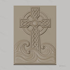 Fichier CNC & impression 3D croix celtique, vagues stylisées en relief, haute qualité relief STL