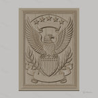 Fichier CNC & impression 3D aigle emblème, bouclier étoiles et feuilles, haute qualité relief STL