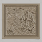 Fichier CNC & impression 3D Moïse et les dix commandements, scène biblique sur montagne, haute qualité relief STL