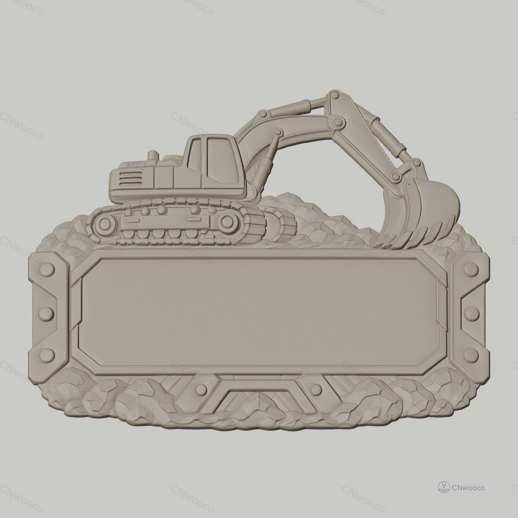 Fichier CNC & impression 3D enseigne plaque bulldozer construction STL très haute qualité