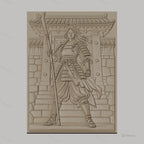Fichier CNC & impression 3D guerrière samouraï, armure et porte traditionnelle, haute qualité relief STL