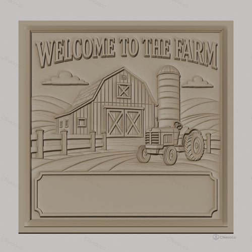 Fichier CNC & impression 3D ferme, grange, tracteur, silo, paysage agricole, haute qualité relief STL