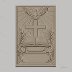 Fichier CNC & impression 3D religieux, Croix, colombe, Bible, haute qualité relief STL
