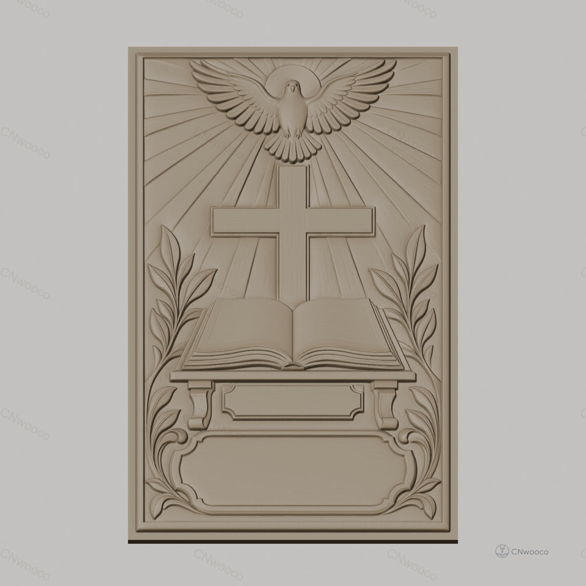 Fichier CNC & impression 3D religieux, Croix, colombe, Bible, haute qualité relief STL