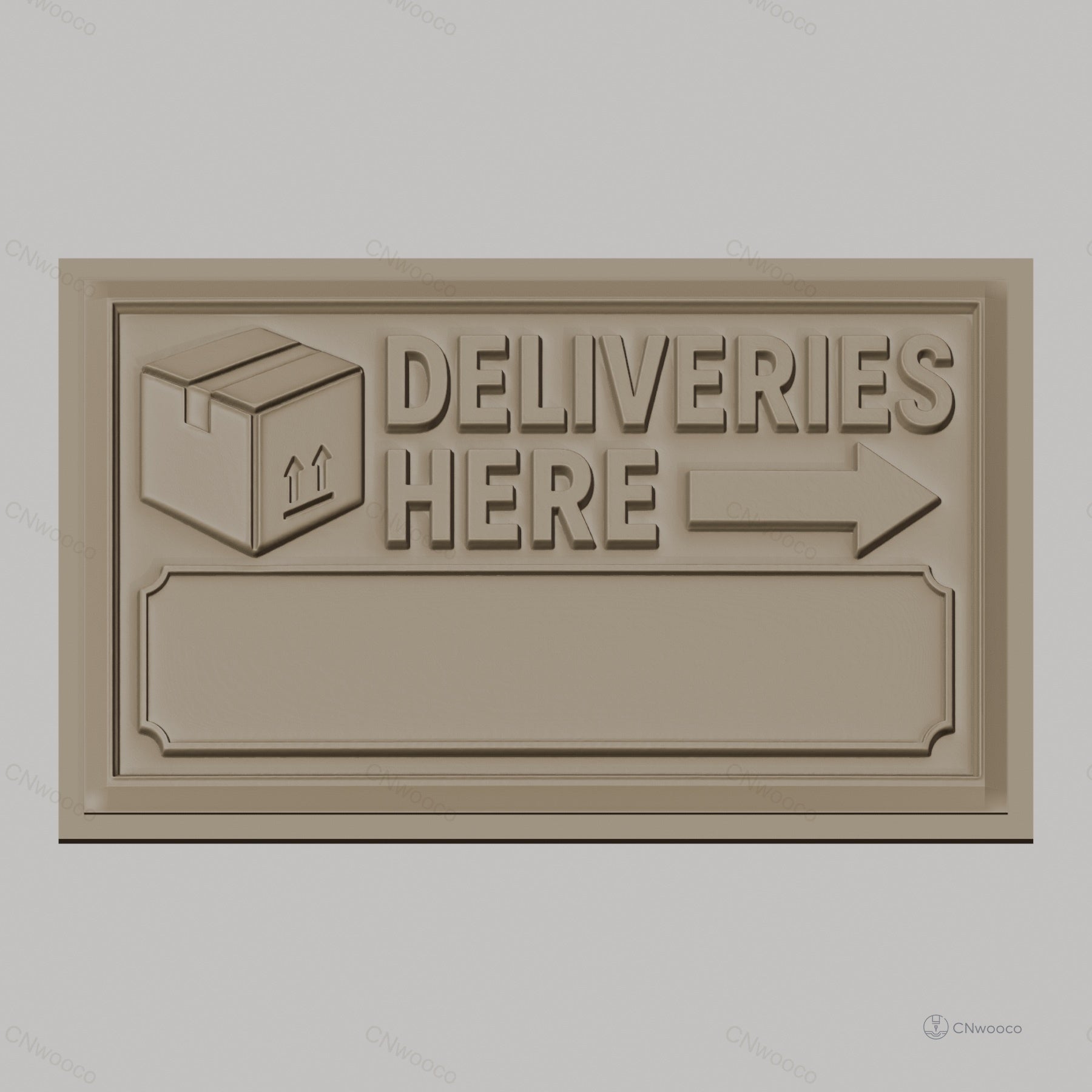 Fichier CNC & impression 3D panneau livraisons boîte flèche, haute qualité relief STL