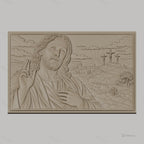 Fichier CNC & impression 3D Jésus Christ, trois croix sur colline, haute qualité relief STL