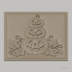 Fichier CNC & impression 3D Halloween, citrouilles empilées avec feuilles, haute qualité relief STL
