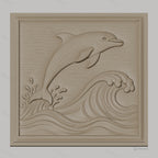 Fichier CNC & impression 3D dauphin sautant, vagues et éclaboussures, haute qualité relief STL