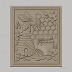 Fichier CNC & impression 3D thème abeille, ruche, pot de miel, fleurs et alvéoles, haute qualité relief STL