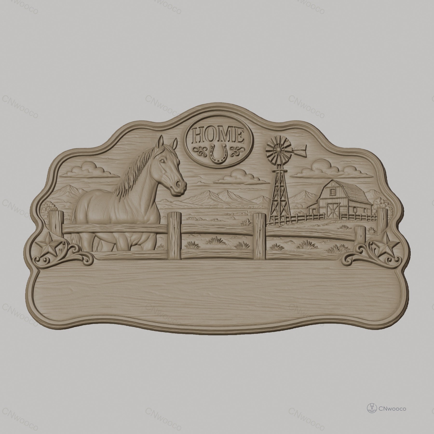 Fichier CNC Porte-clés muraux enseigne décorative ferme cheval, paysage ranch, STL très haute qualité