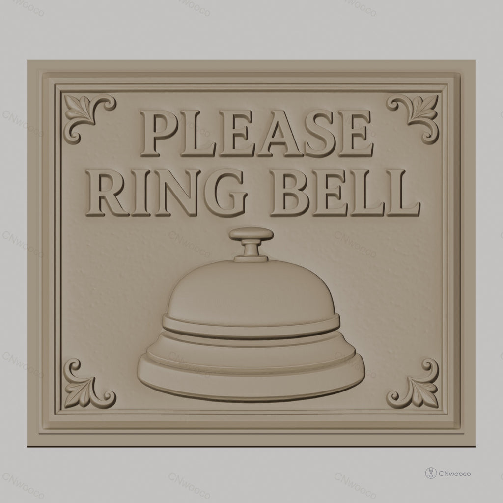 Fichier CNC & impression 3D plaque Please Ring Bell, sonnette et ornements art déco, haute qualité relief STL