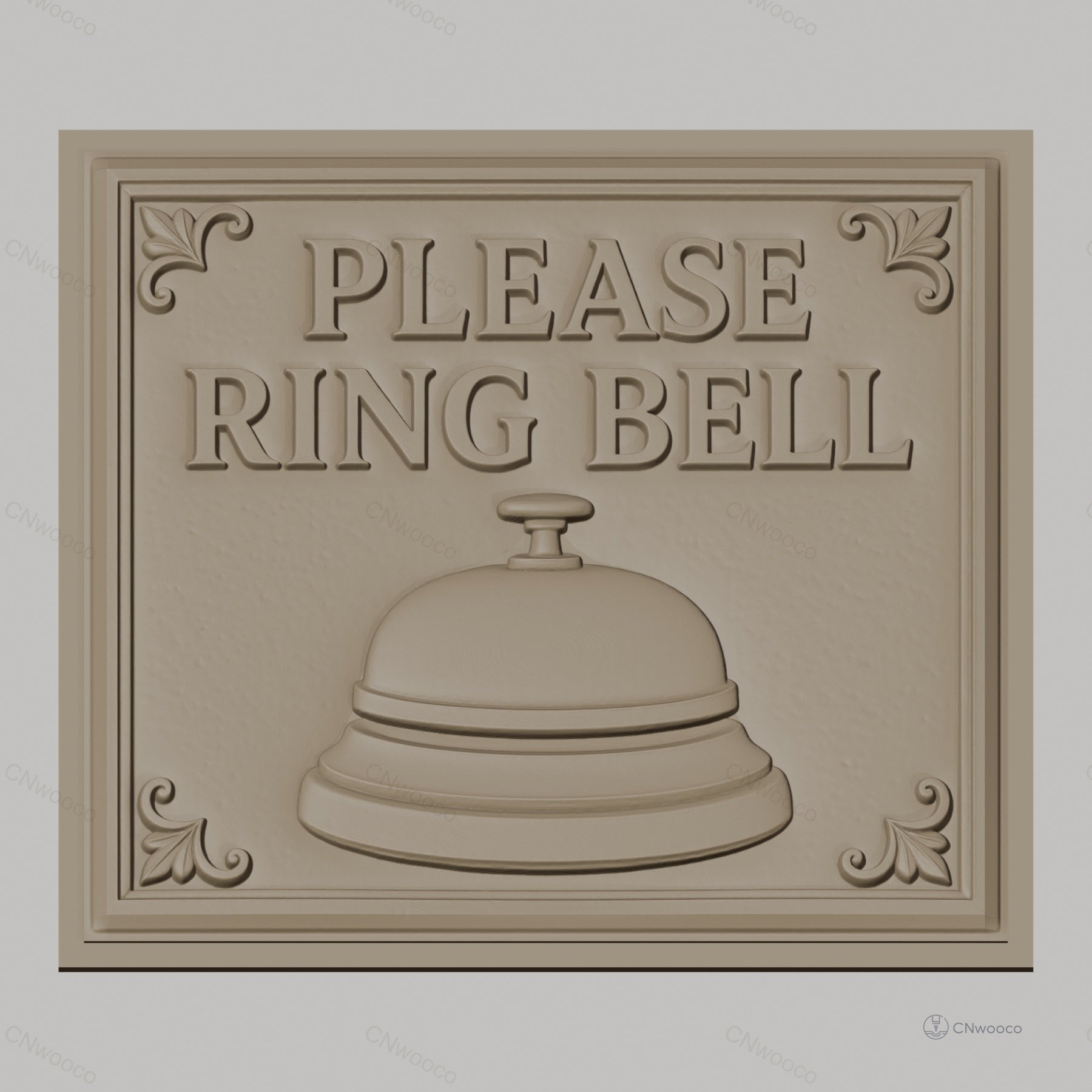 Fichier CNC & impression 3D plaque Please Ring Bell, sonnette et ornements art déco, haute qualité relief STL