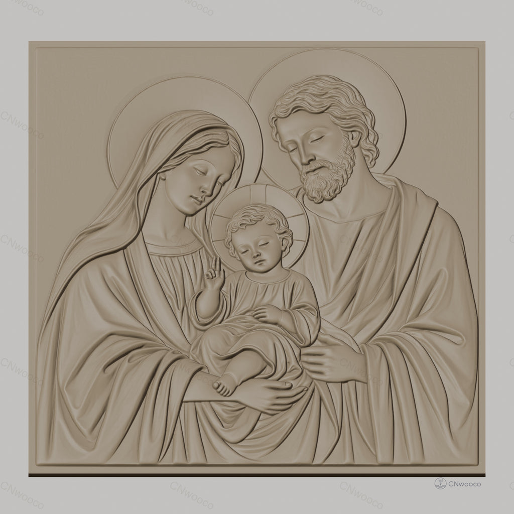 Fichier CNC & impression 3D Sainte Famille, Vierge Marie, Jésus enfant et Saint Joseph, haute qualité relief STL