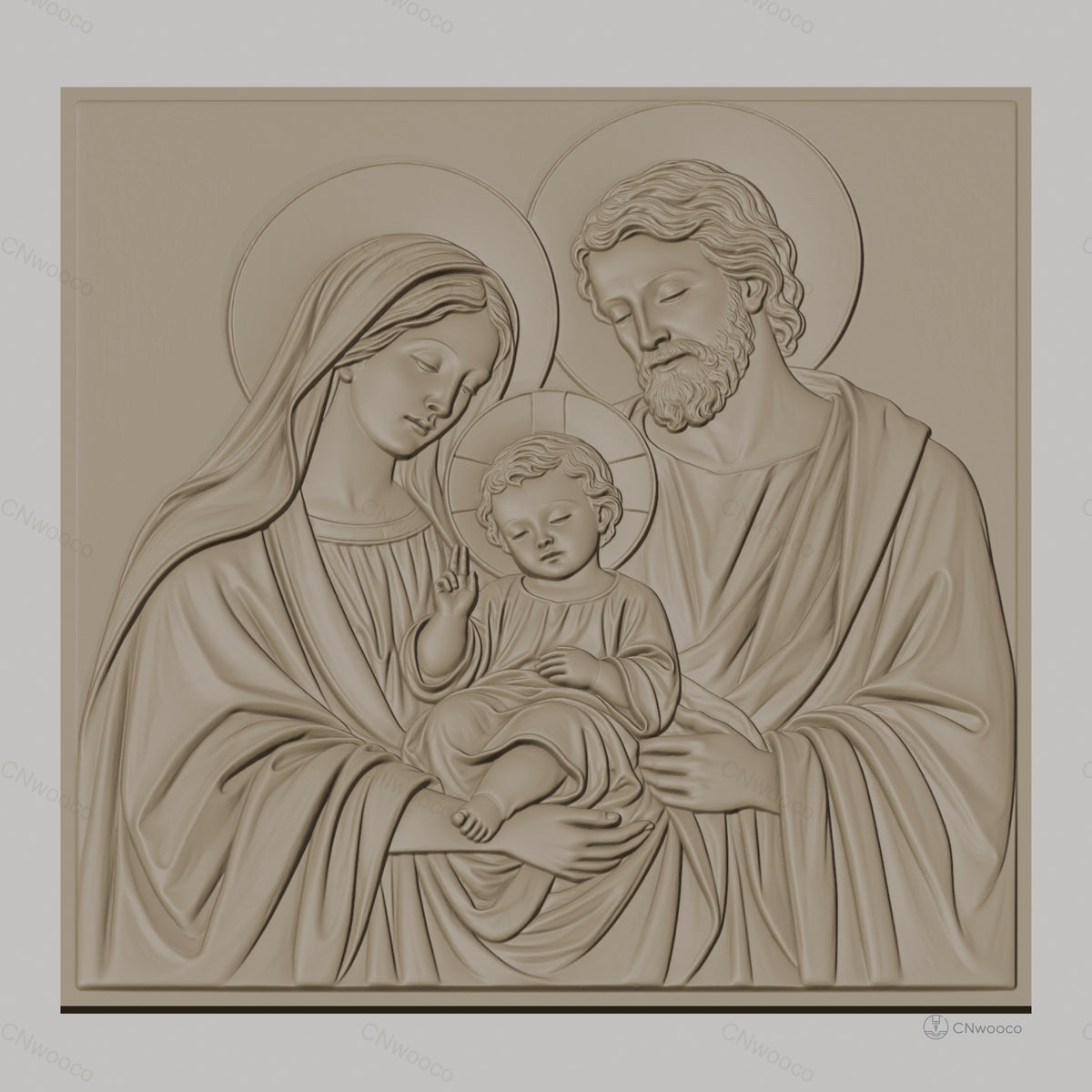 Fichier CNC & impression 3D Sainte Famille, Vierge Marie, Jésus enfant et Saint Joseph, haute qualité relief STL