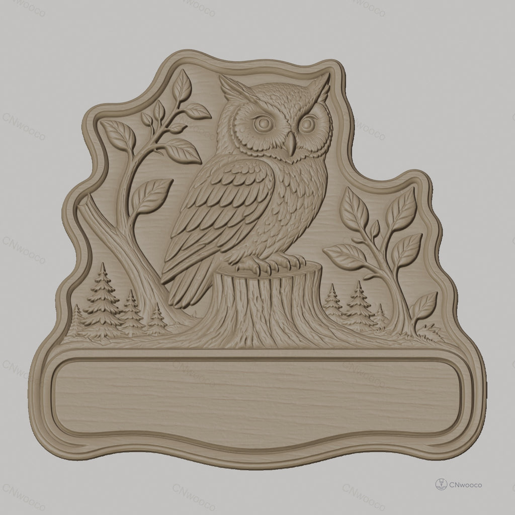 Fichier CNC & impression 3D enseigne hibou et nature, STL très haute qualité