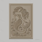 Fichier CNC & impression 3D sirène, écailles, coquillages et vagues, haute qualité relief STL