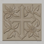 Fichier CNC & impression 3D croix fleurie avec feuilles et relief détaillé, haute qualité relief STL