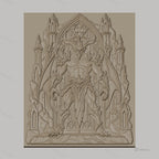 Fichier CNC & impression 3D démon démoniaque avec ailes et portail gothique, haute qualité relief STL